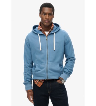 Superdry para hombre. M2014170A Sudadera con capucha clásica esencial con cremallera azul (L), Casual, Algodón