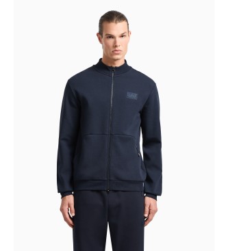 EA7voor mannen. 7M000093_AF12116 Lux Identity marine katoenmix interlock sweatshirt (M), Casual, Sportief, Meerdere sporten, Marineblauw