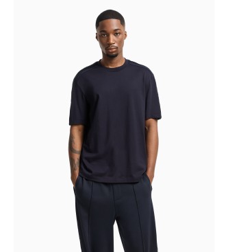 Armani Exchangevoor mannen. XM000322AF10361UB101 Navy T-shirt met korte mouwen en ronde hals (L), Casual, Katoen, Marineblauw