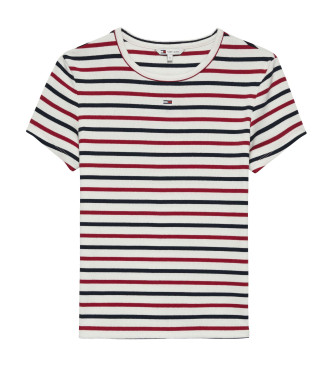 Tommy Jeans para mujer. DW0DW17383 Camiseta slim de cuello redondo multicolor (S), Casual, Algodón, Manga corta