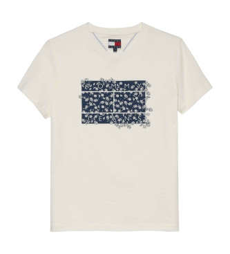 Tommy Jeans para mujer. DW0DW20897 Camiseta Floral blanco (S), Casual, Manga corta, Algodón Orgánico, Sostenible