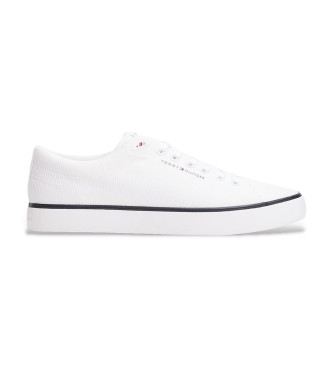 Tommy Hilfiger para hombre. FM0FM05513 Zapatillas de malla con logo bordado blanco (46), Plano, Cordones, Casual