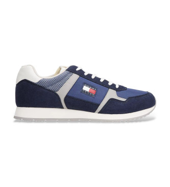 Tommy Jeans para hombre. EM0EM01590 Zapatillas con logo y texturas mixtas marino (44), Plano, Cordones, Casual