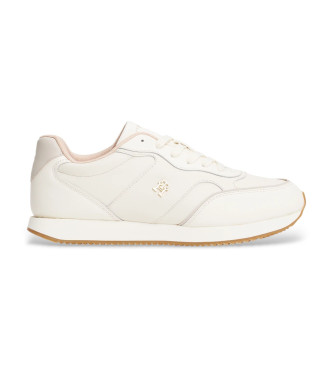 Tommy Hilfiger para mujer. FW0FW08696 Zapatillas de Piel Runner blanco roto (41), Plano, Cordones, Casual