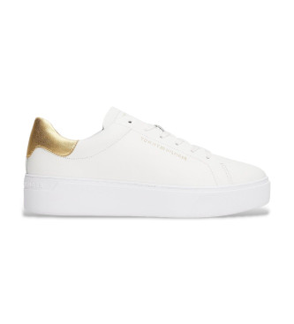 Tommy Hilfiger para mujer. FW0FW08756 Zapatillas de Piel tenis blanco (36), 3 a 5cm, Cordones, Casual