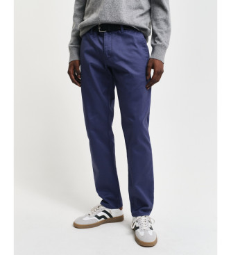 Gantvoor mannen. 1505220 Marine Slim Fit Chino Broek (40/34), Casual, Katoen, Duurzaam, Marineblauw