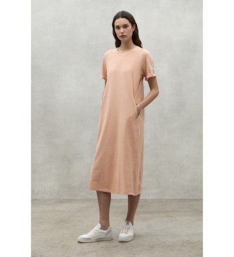 ECOALFvoor vrouwen. MCWGADRARGEN0803S24-409 Koraal Argento jurk (L), Casual, Korte mouwen, Biologisch katoen, Duurzaam