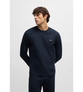 BOSS para hombre. 50535870 Camiseta Waffle marino (M), Homewear, Algodón, Manga larga