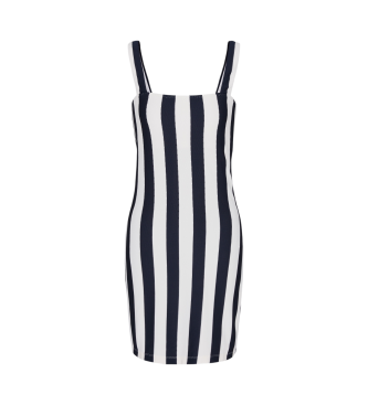 EA7voor vrouwen. 7W000310_AF12214 Korte jurk marine, wit (M), Casual, Polyester, Mouwloos / spaghettibandjes, Marineblauw