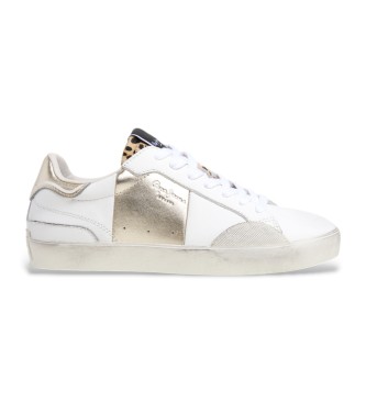 Pepe Jeans para mujer. PLS31597 Zapatillas de piel Lane fun W blanco (38), Plano, Cordones, Casual