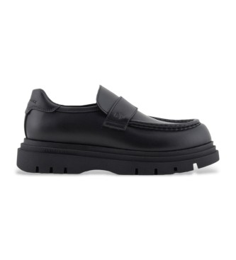 Armani Exchange para hombre. XUA004XV87400002 Mocasines tipo Loafer de piel negro (43), Plano, Ninguno, Casual