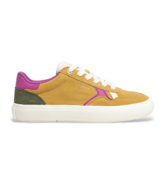 Pepe Jeansvoor vrouwen. PLS31592 Travis City gele leren schoenen (40), Plat, Veters, Casual, Geel