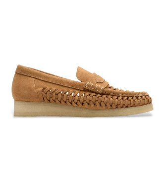 Clarksvoor vrouwen. 26180623 WBLoaferWeave bruin leren loafers (38), Plat, Geen, Casual