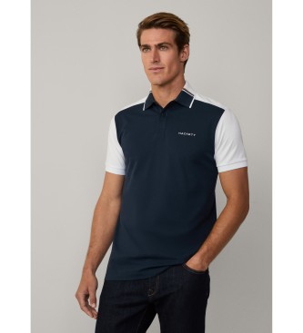 Hackett Londonvoor mannen. HM563404 Polo Hs Resort Col Blok marine (M), Casual, Katoen, Korte mouwen, Marineblauw