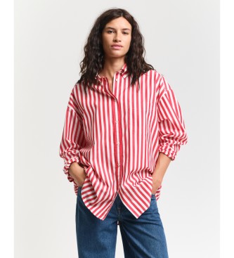 Gantvoor vrouwen. 4300430 Oversized gestreept popeline overhemd rood (42), Casual, Katoen, Lange mouwen