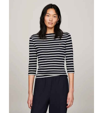Tommy Hilfigervoor vrouwen. WW0WW40589 Nieuw Cody T-shirt marine (XXL), Casual, Katoen, 3/4 mouw, Marineblauw