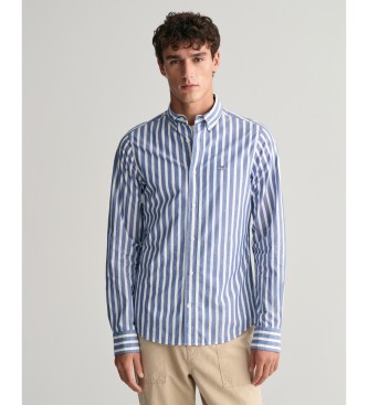 Gantvoor mannen. 3240039 Regular Fit popeline wijd gestreept overhemd blauw (L), Casual, Katoen, Lange mouwen