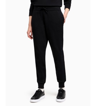 Armani Exchangevoor vrouwen. XW000503AF12804UC001 Broek met elastiek in taille zwart (S), Casual, Sportief, Katoen, Meerdere sporten