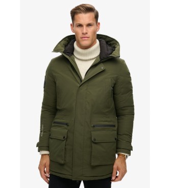 Superdry unisex. M5011909A Parka acolchada City verde (L), Casual, Poliéster Reciclado, Sostenible