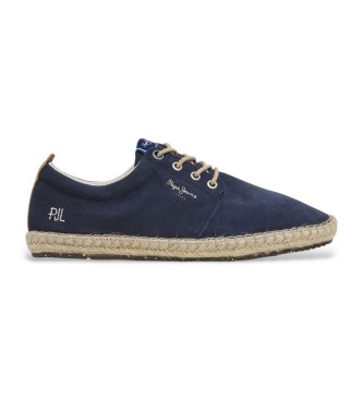 Pepe Jeans para hombre. PMS10336 Zapatillas de piel Tourist West marino (43), Plano, Cordones, Casual
