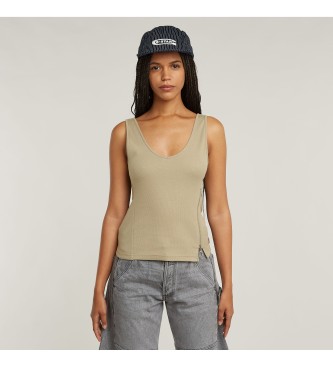 G-Star para mujer. D26226-D275-C626 Camiseta sin mangas asimétrica taupe (XL), Casual, Sin mangas / Tirantes, Algodón Orgánico, Sostenible