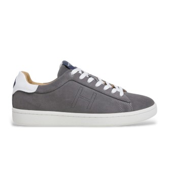 Hackett London para hombre. HMS21370 Zapatillas de piel Bond soft gris (43), Plano, Cordones, Casual