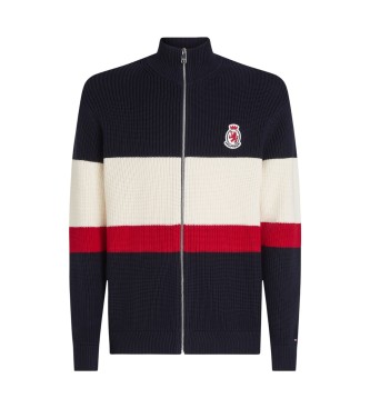 Tommy Hilfiger para hombre. MW0MW41396 Jersey Stripe marino (XL), Casual, Manga larga, Algodón Orgánico, Sostenible