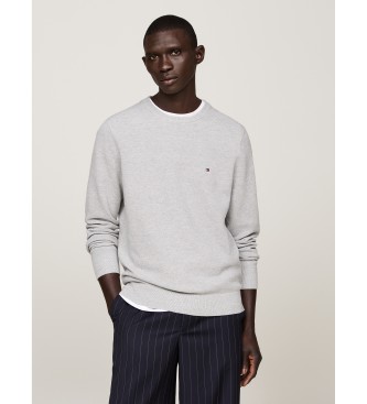 Tommy Hilfiger para hombre. MW0MW36347 Jersey con logo bordado gris (XXL), Casual, Algodón