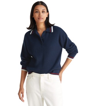 Tommy Hilfiger para mujer. WW0WW46784 Polo Cash marino (XS), Casual, Lana, Manga larga