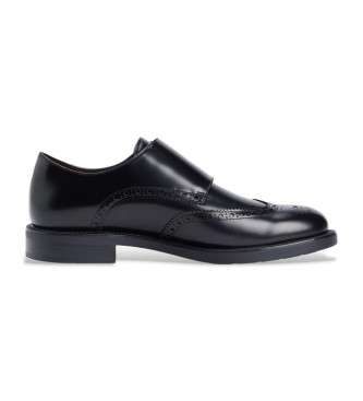 Tommy Hilfiger para hombre. FM0FM05767 Zapatos de Piel Monk negro (42), Plano, Hebilla, Casual, Fiesta, Clásico