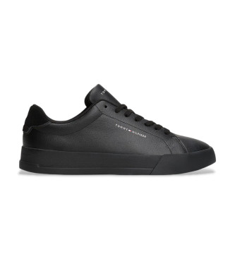Tommy Hilfiger para hombre. FM0FM05367 Zapatillas de Piel Tenis negro (40), Plano, Cordones, Casual