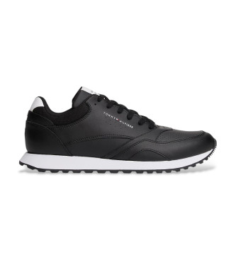 Tommy Hilfiger para hombre. FM0FM05512 Zapatillas de Piel New Runner negro (41), Plano, Cordones, Casual