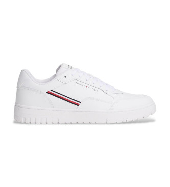 Tommy Hilfiger para hombre. FM0FM05631 Zapatillas de Piel con suela de tacos blanco (42), Plano, Cordones, Casual