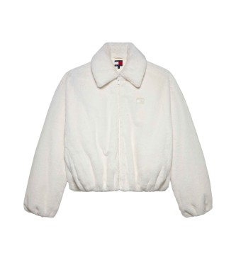 Tommy Jeans para mujer. DW0DW21669 Chaqueta Bomber blanco (L), Casual, Poliéster