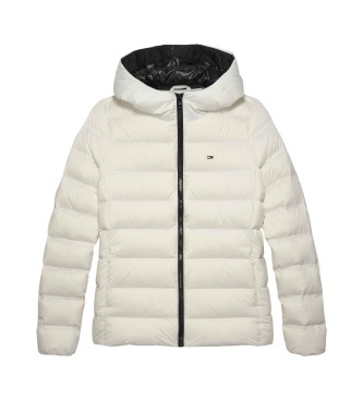 Tommy Jeans para mujer. DW0DW21617 Chaqueta acolchada de plumón con capucha blancor roto (S), Casual, Poliéster