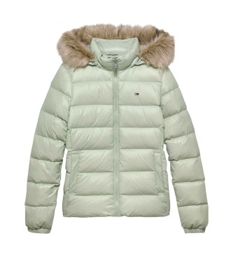 Tommy Jeans para mujer. DW0DW18312 Chaqueta acolchada de plumón brillante verde (M), Casual, Nylon