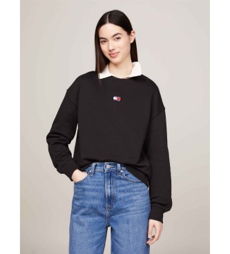 Tommy Jeans para mujer. DW0DW17325 Sudadera Básica negro (XS), Casual, Algodón