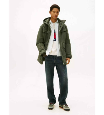 Tommy Jeans para hombre. DM0DM22251 Parka amplia con acabado repelente al agua verde (S), Casual, Sostenible, Nylon reciclado