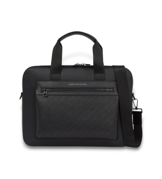 Tommy Hilfiger para hombre. AM0AM13835 Maletín con monograma negro (OSFA), Casual, Poliuretano