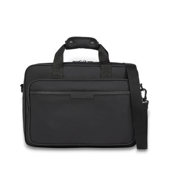 Tommy Hilfiger para hombre. AM0AM13466 Maletín con logo metálico negro (OSFA), Casual, Poliéster