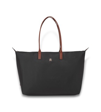 Tommy Hilfiger para mujer. AW0AW17996 Bolso Maxi Popette negro (OSFA), Casual, Poliamida