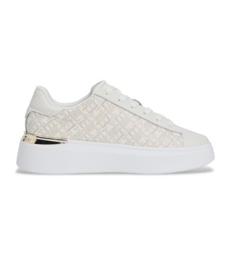 Tommy Hilfiger para mujer. FW0FW09155 Zapatillas de Piel Monograma beige (40), Plano, Cordones, Casual