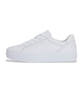 Tommy Hilfiger para mujer. FW0FW09164 Zapatillas de Piel Plataforma blanco (40), Plano, Cordones, Casual