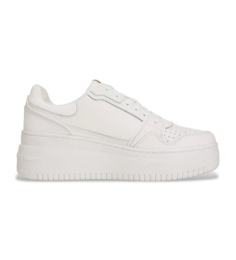 Tommy Jeans para mujer. EN0EN02860 Zapatillas de Piel Retro Basket blanco (41), 3 a 5cm, Cordones, Casual