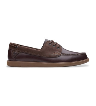 Clarks para hombre. 26181271 Zapatos de piel Bratton Boat marrón (40), Plano, Cordones, Casual