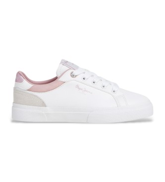 Pepe Jeans para mujer/niña. PGS30617 Zapatillas de piel Kenton Court G blanco (39), Plano, Ante, Cordones, Casual, moda infantil
