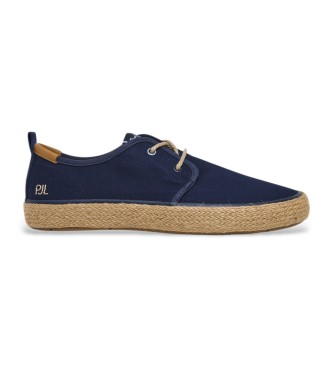 Pepe Jeans para hombre. PMS10332 Zapatillas de piel Port Tourists marino (46), Plano, Ante, Cordones, Casual