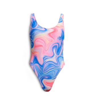 Superdry para mujer. W3010408A Bañador estampado con espalda pronunciada multicolor (XL), Beachwear, Poliéster Reciclado, Sostenible