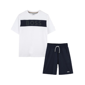 Conjunto de camiseta y shorts blanco, marino (8años= 126cm), Casual, Algodón, moda infantil