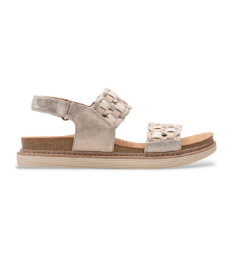 Clarks para mujer. 26181410 Sandalias de piel Arwell Glide beige (42.5), 3 a 5cm, Velcro, Casual